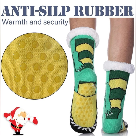 Crocodile Slipper Socks Soft Cozy Fuzzy Fleece Lined Winter Non Slip Mens 6-12 - Picture 3 of 6